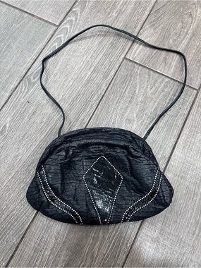 Vintage Michael Hoban Leather Crossbody | Studded Snakeskin Detail